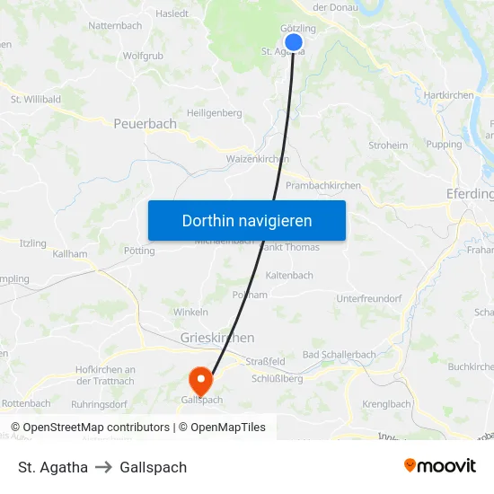 St. Agatha to Gallspach map