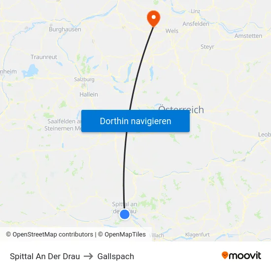 Spittal An Der Drau to Gallspach map