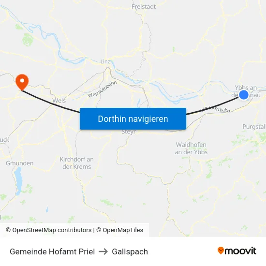 Gemeinde Hofamt Priel to Gallspach map