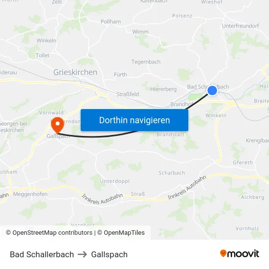 Bad Schallerbach to Gallspach map