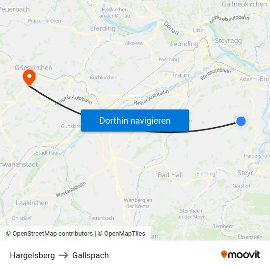 Hargelsberg to Gallspach map