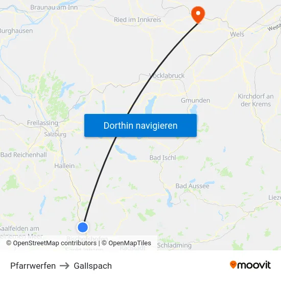 Pfarrwerfen to Gallspach map