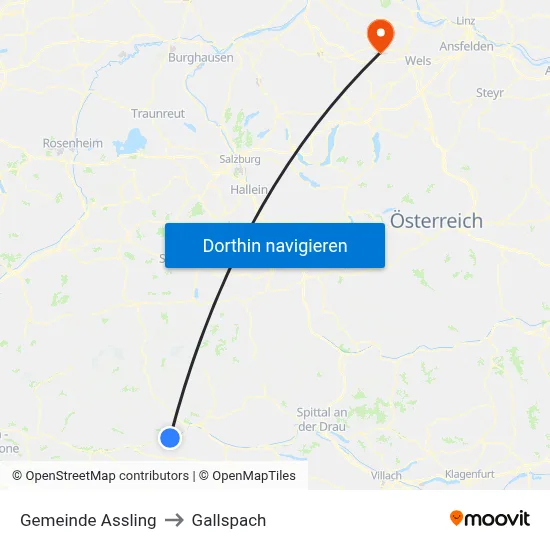 Gemeinde Assling to Gallspach map