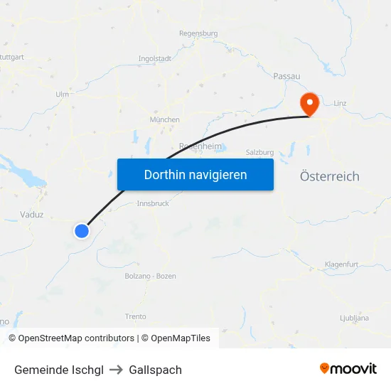 Gemeinde Ischgl to Gallspach map