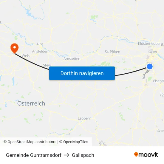 Gemeinde Guntramsdorf to Gallspach map