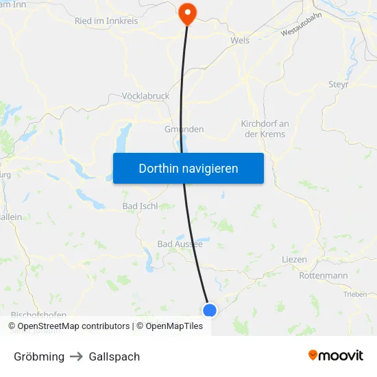 Gröbming to Gallspach map