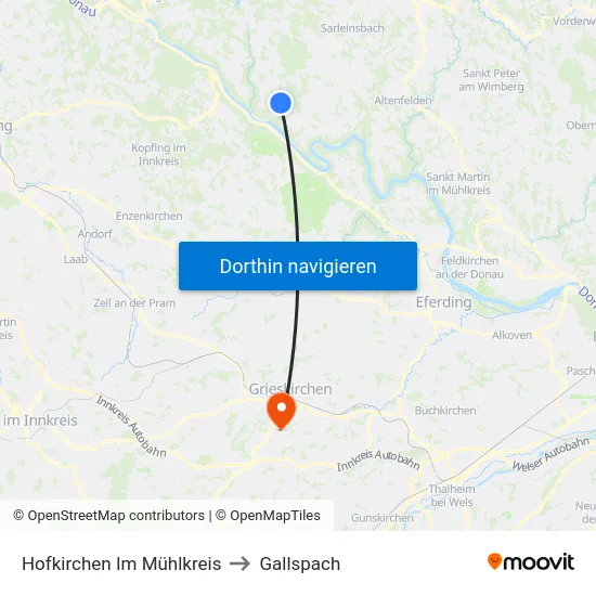Hofkirchen Im Mühlkreis to Gallspach map