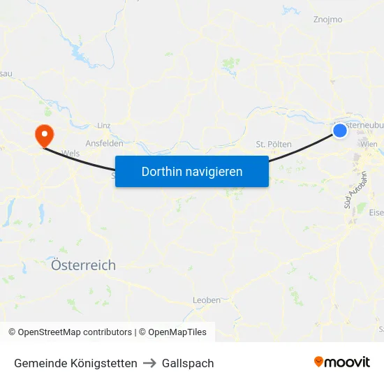 Gemeinde Königstetten to Gallspach map