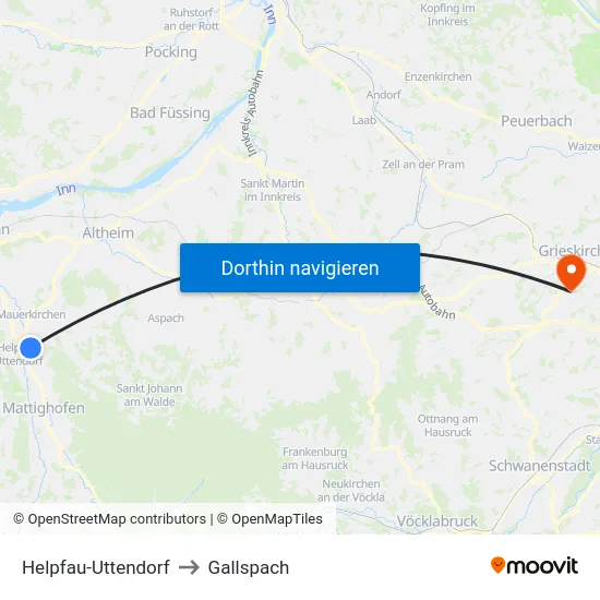 Helpfau-Uttendorf to Gallspach map