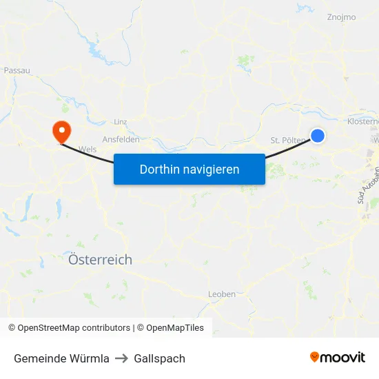 Gemeinde Würmla to Gallspach map