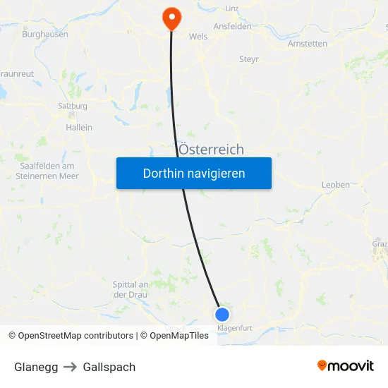 Glanegg to Gallspach map
