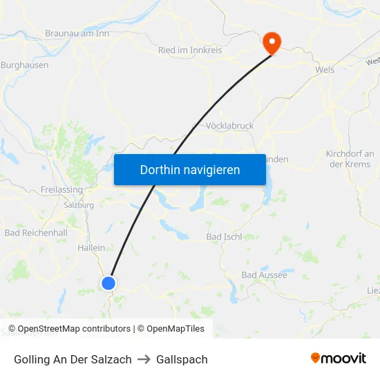 Golling An Der Salzach to Gallspach map