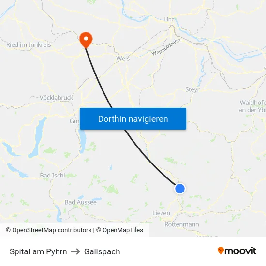 Spital am Pyhrn to Gallspach map