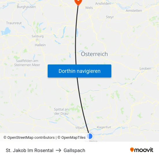 St. Jakob Im Rosental to Gallspach map
