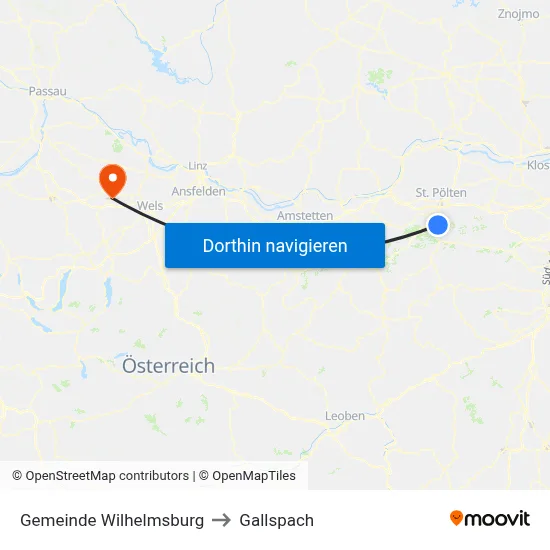 Gemeinde Wilhelmsburg to Gallspach map