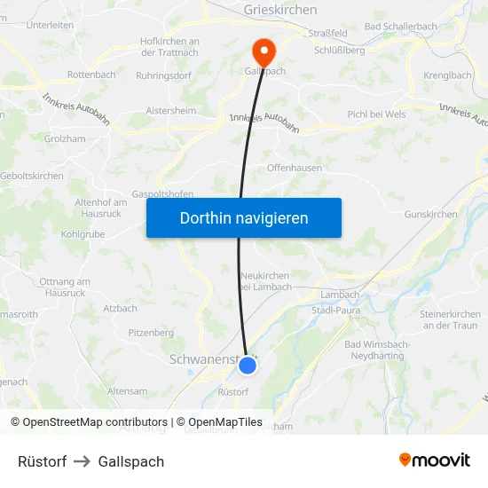 Rüstorf to Gallspach map