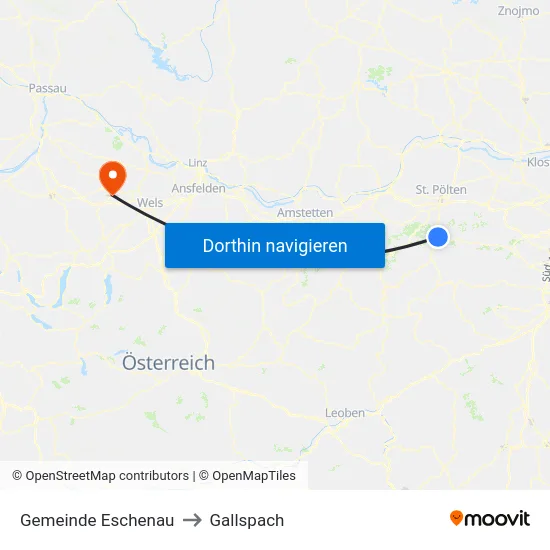 Gemeinde Eschenau to Gallspach map