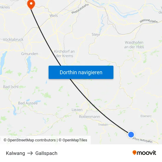 Kalwang to Gallspach map