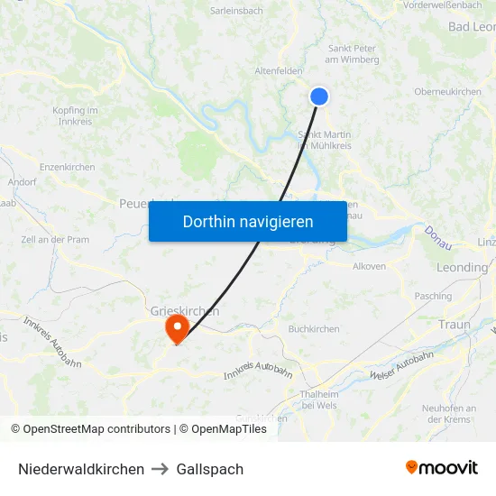 Niederwaldkirchen to Gallspach map