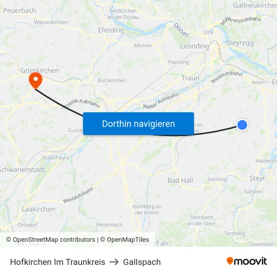 Hofkirchen Im Traunkreis to Gallspach map