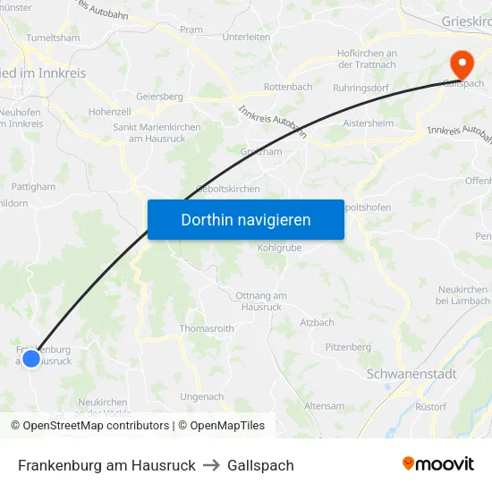 Frankenburg am Hausruck to Gallspach map