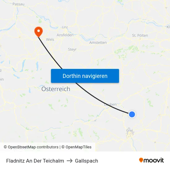 Fladnitz An Der Teichalm to Gallspach map