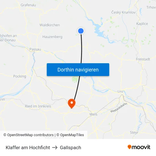 Klaffer am Hochficht to Gallspach map