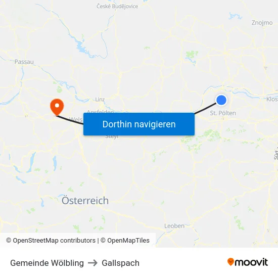 Gemeinde Wölbling to Gallspach map