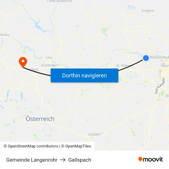 Gemeinde Langenrohr to Gallspach map