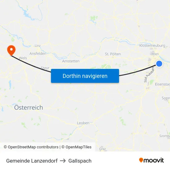Gemeinde Lanzendorf to Gallspach map