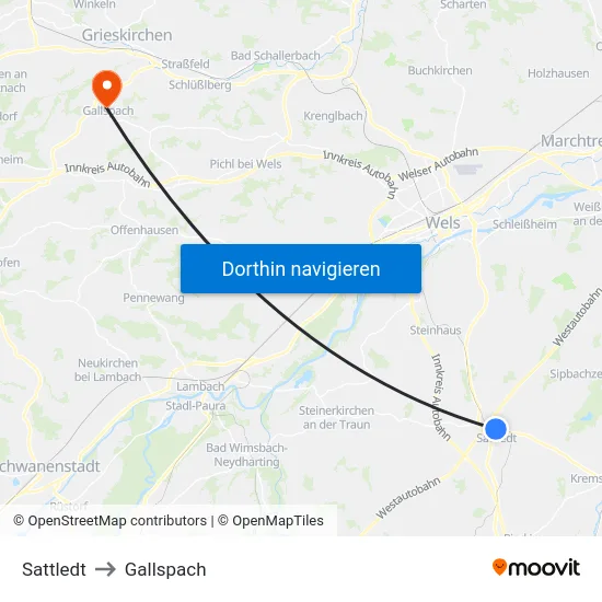 Sattledt to Gallspach map