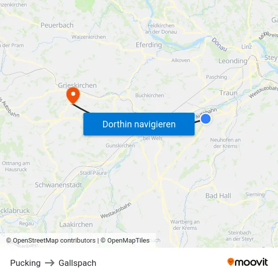 Pucking to Gallspach map