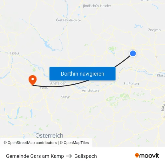 Gemeinde Gars am Kamp to Gallspach map