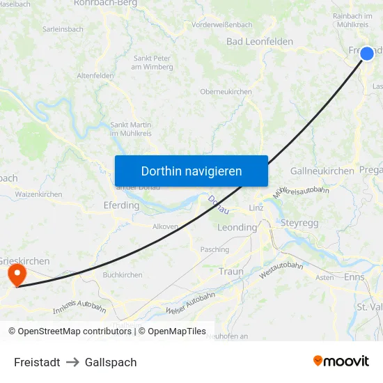 Freistadt to Gallspach map