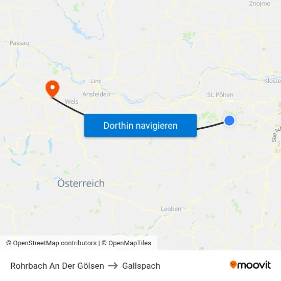 Rohrbach An Der Gölsen to Gallspach map