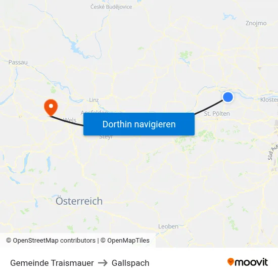 Gemeinde Traismauer to Gallspach map