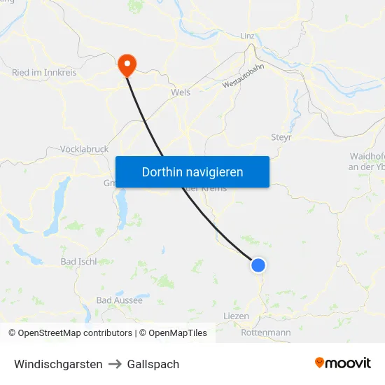 Windischgarsten to Gallspach map