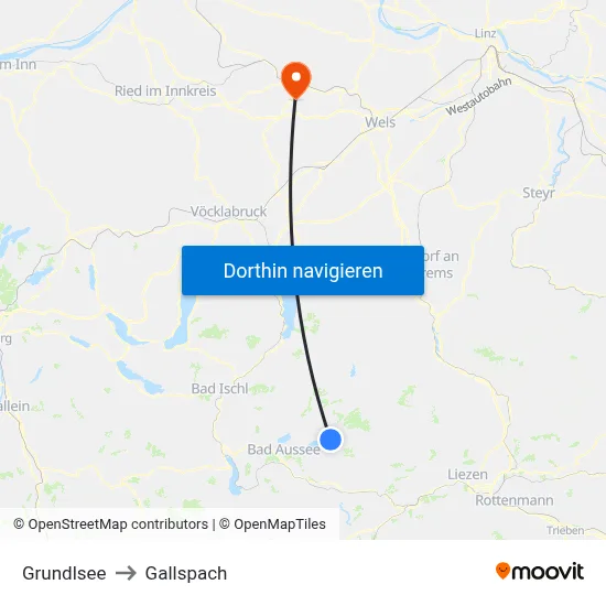 Grundlsee to Gallspach map