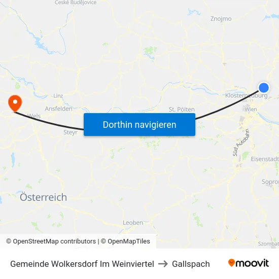 Gemeinde Wolkersdorf Im Weinviertel to Gallspach map