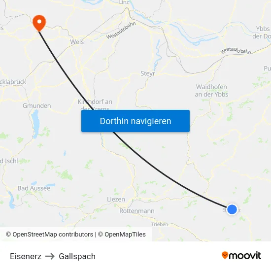 Eisenerz to Gallspach map