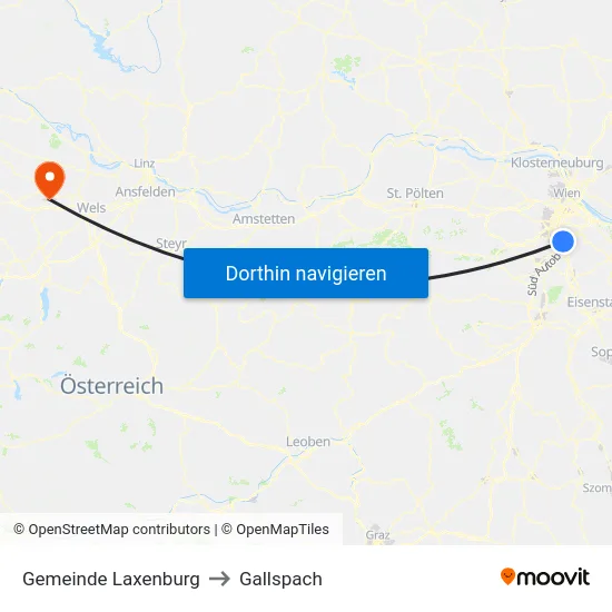Gemeinde Laxenburg to Gallspach map