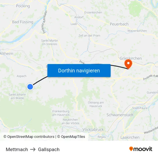 Mettmach to Gallspach map