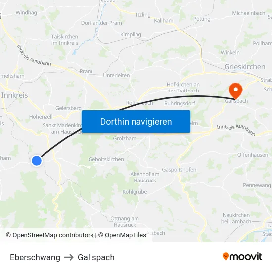 Eberschwang to Gallspach map