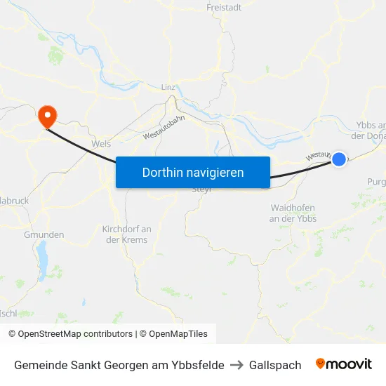 Gemeinde Sankt Georgen am Ybbsfelde to Gallspach map