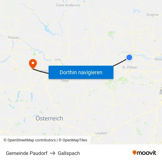 Gemeinde Paudorf to Gallspach map