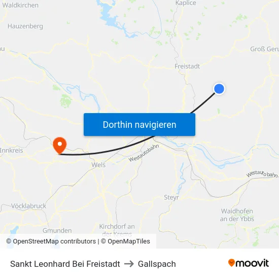 Sankt Leonhard Bei Freistadt to Gallspach map