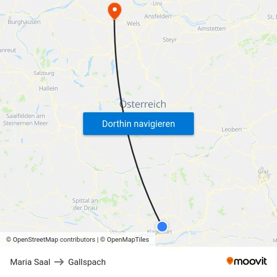 Maria Saal to Gallspach map