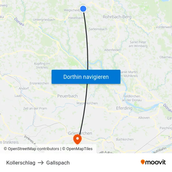 Kollerschlag to Gallspach map