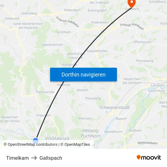 Timelkam to Gallspach map