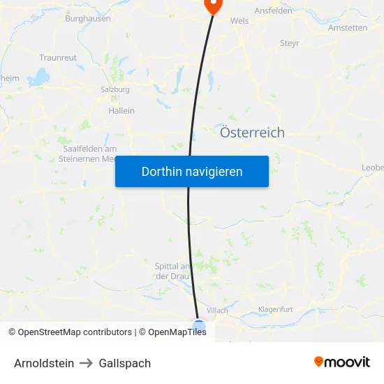 Arnoldstein to Gallspach map